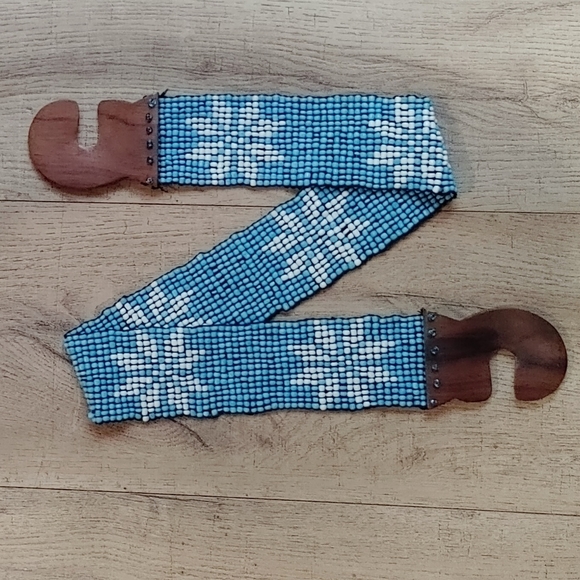 Beautiful vintage beaded wide boho belt - Picture 2 of 4